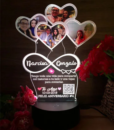 Lámpara LED Corazones de pareja · Fotografía 2