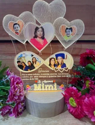 Lámpara LED Corazones para mamá · Fotografía 2