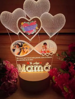 Lámpara LED Corazones para mamá · Fotografía 2
