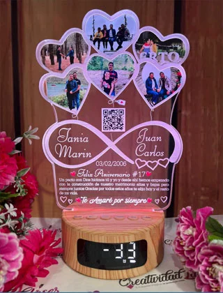 Lámpara LED Corazones familiares con fotos · Fotografía 2